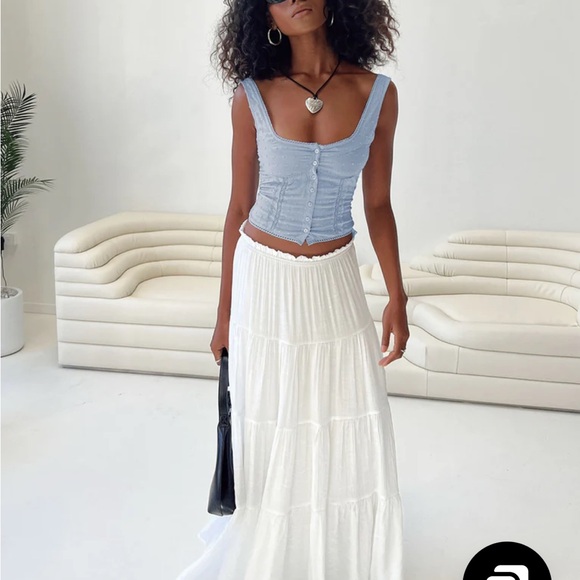 MYA MAXI SKIRT WHITE - Picture 2 of 3